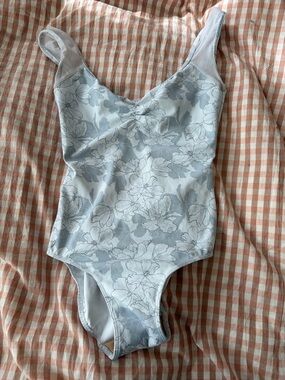 Eleve Celine white with gray floral leotard. Size small + a free Nikolay leo